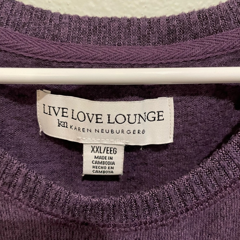 Women’s Live Love Lounge washed purple long sleeve super soft top. Size … - Picture 2 of 4